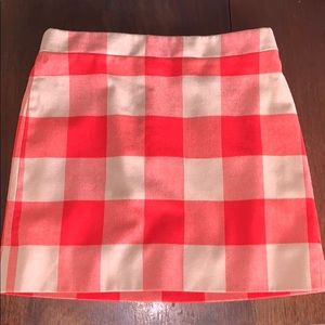 80s style red plaid mini skirt